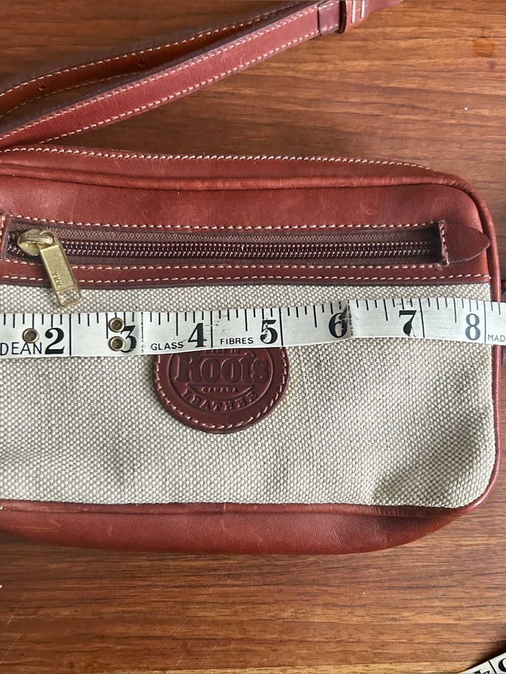Vintage Roots Canada Genuine Leather & Canvas Crossbody Bag - Picture 11 of 13